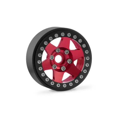 1.9'' alumínium beadlock tárcsák hat küllős 1/10 lánctalpas/expedícióhoz piros - 2 db Prémium