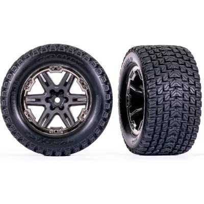 Traxxas kerék 2.8", RXT tárcsa szögletes szürke/fekete króm, Gravix gumiabroncsok (2) Outlet
