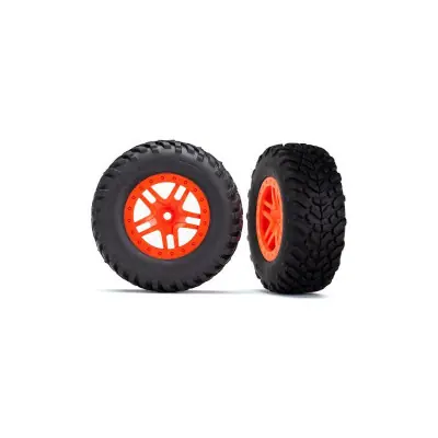 Traxxas kerék 2.2/3.0", SCT Split-Spoke narancssárga, SCT gumiabroncsok (2) Végkiárusítás