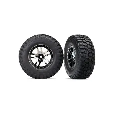 Vedd meg most Traxxas keréktárcsa 2.2/3.0", SCT Split-Spoke krómozott fekete tárcsa, KM2 gumiabroncsok (2)