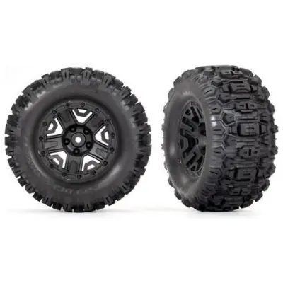 Legkelendőbb Traxxas kerék 2.8", fekete tárcsa, Sledgehammer gumik (hátul) (2)