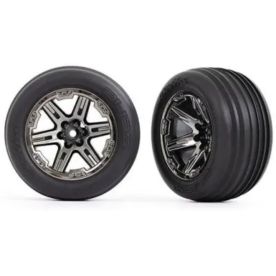 Kedvezményes ár Traxxas kerék 2.8", fekete krómozott RXT tárcsa, bordázott gumiabroncs (2) (elöl)