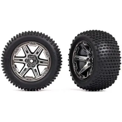 Olcsó Traxxas kerék 2.8", fekete krómozott RXT tárcsa, Alias gumiabroncsok (2) (2WD hátul)