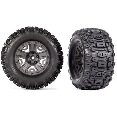 Traxxas kerék 2.8", szögletes szürke tárcsa, Sledgehammer gumik (2) Expressz szállítás