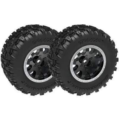 Ne maradj le Traxxas kerék 2.1/2.6", fekete tárcsa, Sledgehammer gumik (hátul) (2)