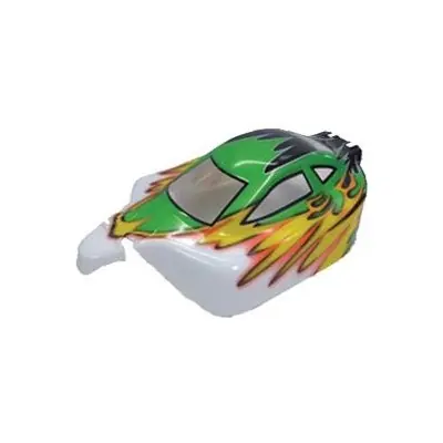 Lakkozott karosszéria Himoto Buggy 1:10 (zöld-sárga-fehér) Olcsóbb