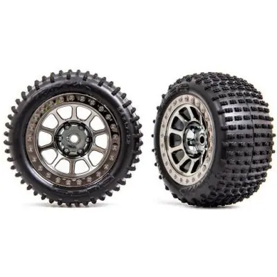 Utolsó esély Traxxas kerék 2.2", fekete krómozott tárcsa, Alias gumik (2) (hátul)