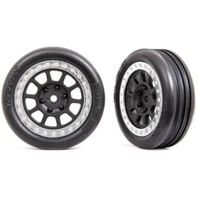 Gyors kiszállítás Traxxas kerék 2.2", tárcsa szürke/króm, bordázott gumi (2) (elöl)