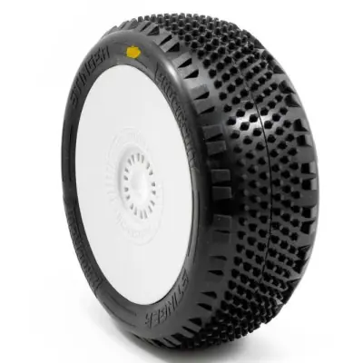 Szuper ajánlat STINGER V4 BUGGY A2 (LÁGY) ragasztott gumik, fehér tárcsák, 2 db.