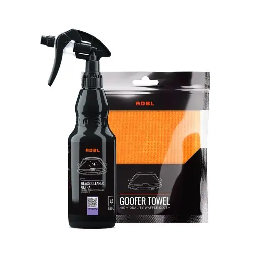 ADBL Glass Cleaner Ultra 0,5L & Goofer Towel - Üvegtisztító csomag Szuper ajánlat