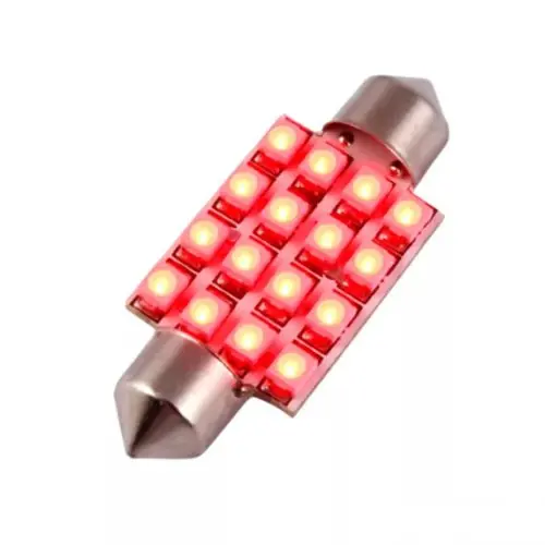 Kihagyhatatlan ajánlat LED izzó 12V szofita 16 SMD LED 41mm piros